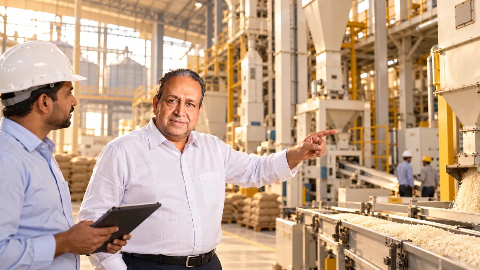 Reviewing production with a mill engineer