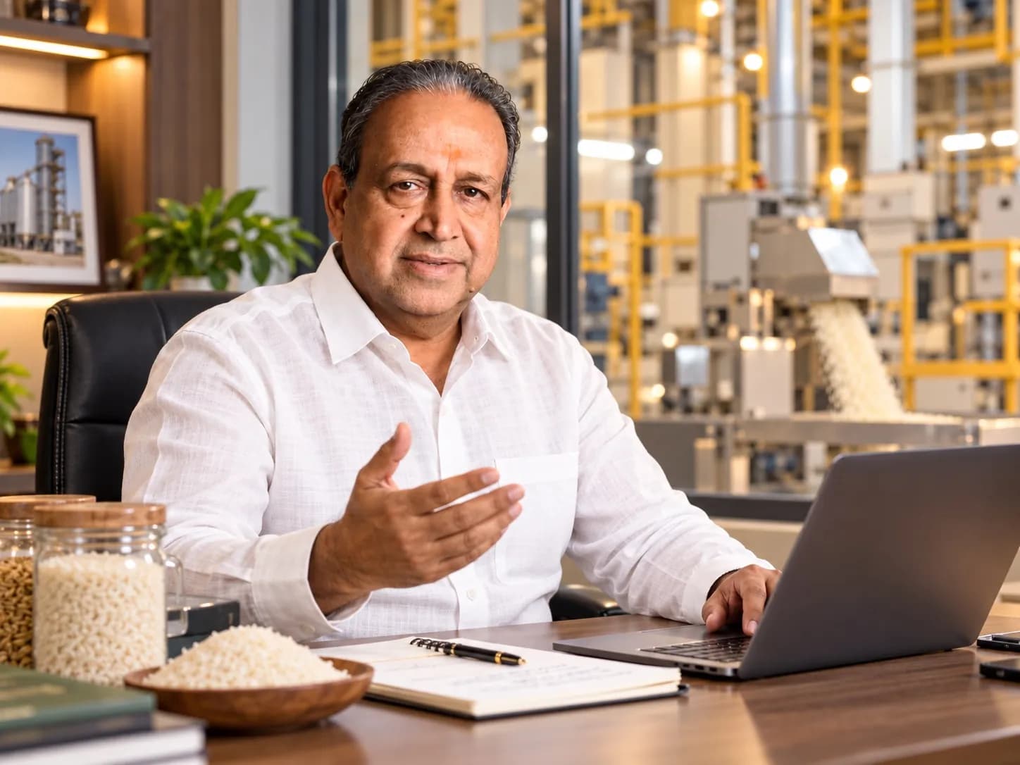 Bajrang Khaitan advising a rice mill owner during a consultation